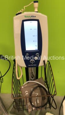 4 x Welch Allyn SPOT Vital Signs Monitors on Stands with Selection of Cables (All Power Up) *S/N 201620816 / 2003045106 / 201213907 / 200206159* - 4