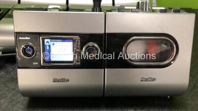 Job Lot Including 11 x ResMed S9 CPAP Units with 10 x Power Supplies (All Power Up, 1 x Crack in Casing - See Photos) 2 x ResMed H5i Humidifier Units, 1 x ResMed S8 Autoset Spirit II CPAP (Damaged Casing - See Photos) and 2 x WILAmed Breathing Tubes - 3