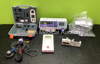 Mixed Lot Including 1 x Smiths Medical Graseby 2100 Syringe Pump *Mfd 2020* (Powers Up) 1 x CareFusion Micro I Spirometer in Case, 1 x Pair of Telephonics Audiometry Headphones, 1 x Natus Navigator Pro Unit, 1 x CME Medical T34 Ambulatory Syringe Pump and