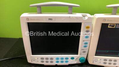 Job Lot Including 1 x GE Type F-FMW-01 Patient Monitor (Draws Power Does Not Power Up, Damage to Casing and Missing Light Cover - See Photos) 1 x GE Type F-FM-01 Patient Monitor (Powers Up with Damage to Casing and Missing Light Cover - See Photos) and 1 - 2