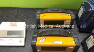 Mixed Lot Including 2 x Omron 711 BP Meters, 1 x Omron M6 Comfort BP Meter, 4 x Datex Ohmeda Trusat Pulse Oximeters and 4 x Pari TurboBOY SX Nebuliser *SN 0197, 20081022573VF, FCCH00115, FCE11360024SA, FCCH10432, FCC09050001SA, 2W15D10477, SW13L05928, SW1 - 3