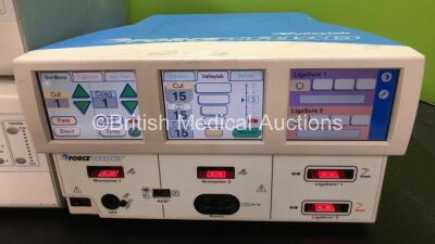 Valleylab ForceTriad Electrosurgical / Diathermy Unit Software Version 4 (Powers Up) and 2 x SafeAir Smoke Evacuators (1 x Powers Up with Damage to Casing, 1 x No Power - See Photos) - 2