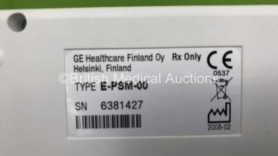 2 x Datex-Ohmeda S5 Patient Monitors on Stands with 1 x GE E-PSM-00 Multi Parameter Module with NBP / T1-2 / SPO2 and ECG Options and 1 x GE E-PSMP-00 Multiparameter Module with NIBP / P1-P2 /T1-2 / SPO2 and ECG Options (Both Power Up) *S/N 6763391 / 6463 - 8