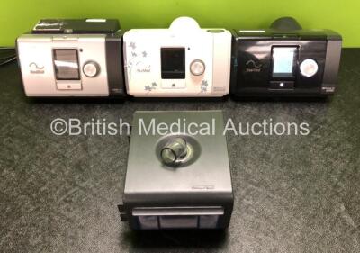 Job Lot Including 1 x ResMed Airsense 10 Autoset CPAP with Power Supply (Powers Up, Missing Side Casing - See Photos) 1 x ResMed Airsense 10 Autoset For Her CPAP with Power Supply (No Power, Missing Side Door - See Photos) 1 x ResMed Lumis 150 VPAP ST-A w