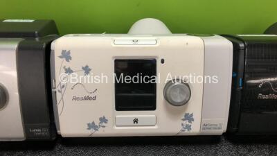 Job Lot Including 1 x ResMed Airsense 10 Autoset CPAP with Power Supply (Powers Up, Missing Side Casing - See Photos) 1 x ResMed Airsense 10 Autoset For Her CPAP with Power Supply (No Power, Missing Side Door - See Photos) 1 x ResMed Lumis 150 VPAP ST-A w - 3