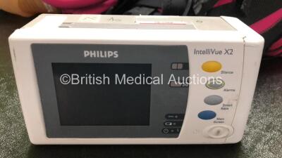 Mixed Lot Including 1 x Philips IntelliVue X2 Monitor Including ECG, SpO2, NBP, Temp and Press Options (Untested Due to No Battery, Damage to Casing - See Photos) and Large Quantity of Scalp Coolers - 2