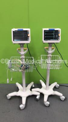 2 x Welch Allyn SureSigns VM4 Patient Monitors on Stands (Both Power Up) *S/N N/A*