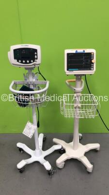 1 x Philips SureSigns VM4 Patient Monitor on Stand and 1 x Welch Allyn 53N00 Vital Signs Monitor on Stand (Both Power Up) *S/N JA124193*