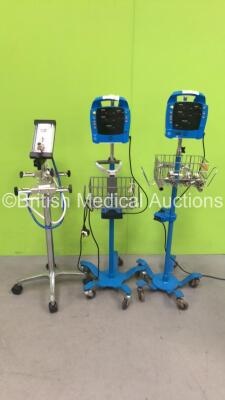 Mixed Lot Including 1x Quantiflex MDM Oxygen / Nitrogen Mixer and 2 x GE Carescape V100 Vital Signs Monitors on Stands (Both Power Up) *na*