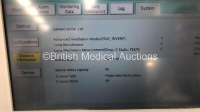 Aeonmed VG70 Ventilator Software Version 2.00, Running Hours 940 h 4 min with Hose on Stand *Mfd 06-2020* (Powers Up) - 2