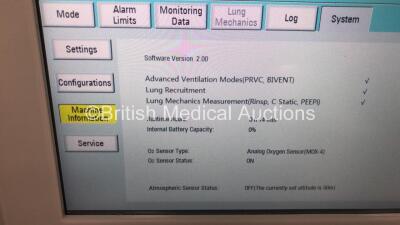 Aeonmed VG70 Ventilator Software Version 2.00, Running Hours 0 h 12 min with Hose on Stand *Mfd 06-2020* (Powers Up) - 2