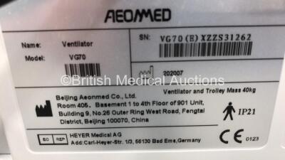 Aeonmed VG70 Ventilator Software Version 2.00, Running Hours 0h 13min with Hose on Stand *Mfd 07-2020* (Powers Up) - 5