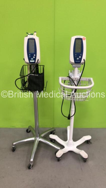 2 x Welch Allyn SPOT Vital Signs Monitors on Stands (Both Power Up)