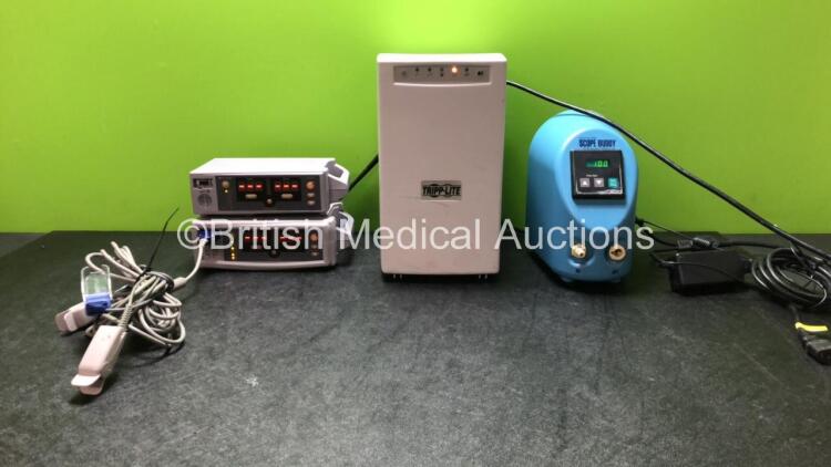 Mixed Lot Including 2 x Nellcor N-560 Pulse Oximeters with 2 x SpO2 Finger Sensors (Both Power Up) 1 x Tripp Lite UPS Unit (Powers Up) 1 x Medivators Scope Buddy Endoscope Flushing Aid with AC Power Supply (Powers Up)