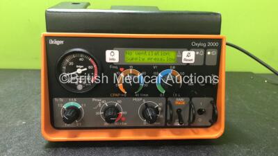 Drager Oxylog 2000 Ventilator Software Version 3.01 with 1 x AC Power Supply (Powers Up) *SN ARNN-0091* - 2