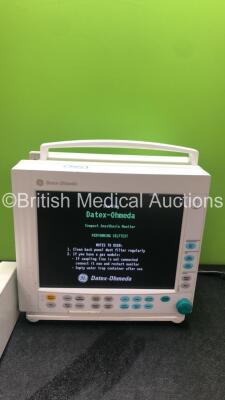 Datex Ohmeda Compact Anaesthesia Monitor *Mfd - 02/2009* with 1 x GE E-PRESTN Multiparameter Module with SPO2, T1-T2, P1-P2, NIBP and ECG Options *Mfd - 03/2009* (Powers Up with SRAM Error) - 2