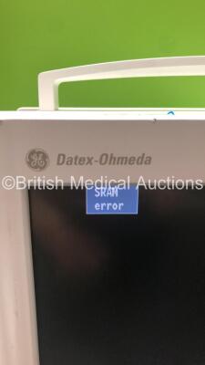 Datex Ohmeda Compact Anaesthesia Monitor *Mfd - 02/2009* with 1 x GE E-PRESTN Multiparameter Module with SPO2, T1-T2, P1-P2, NIBP and ECG Options *Mfd - 03/2009* (Powers Up with SRAM Error) - 4