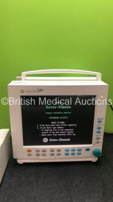 Datex Ohmeda Compact Anaesthesia Monitor *Mfd - 02/2008* with 1 x GE E-RESTN Multiparameter Module with SPO2, T1-T2, NIBP and ECG Options *Mfd - 01/2008* (Powers Up with SRAM Error) - 2