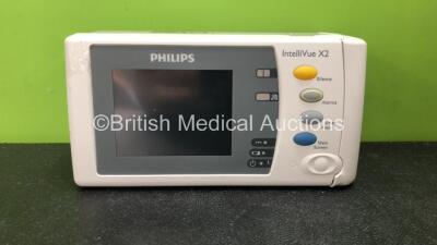 Philips IntelliVue X2 Handheld Patient Monitor Including ECG,Sp02,NBP, Press and Temp Options (Powers Up when Tested With Stock Battery, Battery Not Included, Damaged Casing and Missing Battery Cover-See Photos) **Mfd 04-2012** *SN DE03797423*