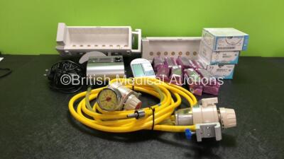 Mixed Lot Including 2 x Philips M8048A Module Racks, 2 x Therapy Equipment Ltd Valves with 2 x Hoses, 1 x ResMed AutoSet S9 CPAP Unit with 1 x AC Power Supply (Powers Up) 1 x Lloyds Pharmacy BP II Blood Pressure Monitor (No Power) 2 x Ethicon W2511T Absor