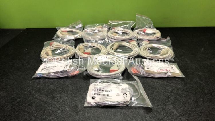 Job Lot of Patient Monitoring Cables Including 9 x IBP Trunk Cables for TruWave 896507-00 Transducers and 3 x GE OxyTip 3m OXY-SL3 Interconnect Cables