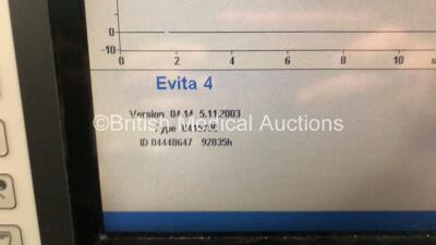 Drager Evita 4 Ventilator *Mfd - 2002* Version - 04.14, Running Hours - 92835h (Powers Up) - 4