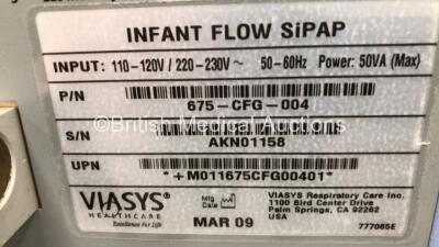 Viasys Infant Flow SiPAP Unit On Stand with Hoses and 1 x Fisher & Paykel MR850AEK Humidifier Unit (Both Power Up, SiPAP Unit with with Error 54-See Photo) *SN AKN01158* - 5