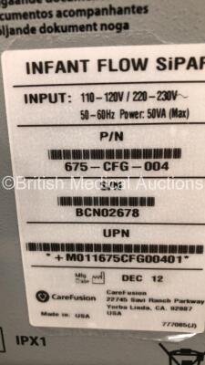 Viasys Infant Flow SiPAP Unit On Stand with Hoses and 1 x Fisher & Paykel MR850AEK Humidifier Unit (Both Power Up, SiPAP Unit with with Error 54-See Photo) *BCN02678* - 4