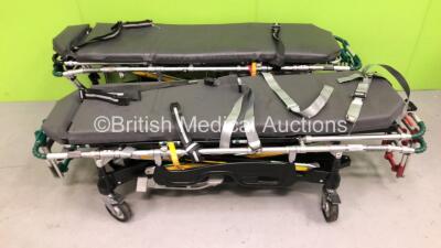 2 x Ferno Pegasus Ambulance Stretchers with 2 x Mattresses (Both Hydraulics Tested and Working) *SN PEG3713, PEG3716*