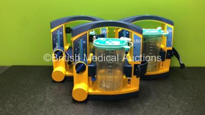 3 x Laerdal Suction Units with Cups and Lids (All Power Up) *78501361980 / 78431756657 / 78061577034*