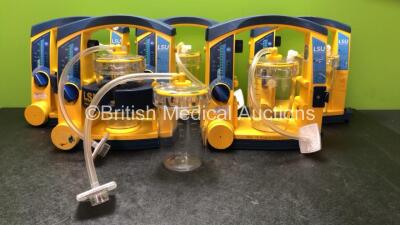 5 x Laerdal, LSU Suction Units with 6 x Cups (5 x Power Up, 3 With Missing Cup Holders,1 With Damaged Casing- See Photos)