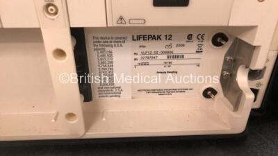 Medtronic Lifepak 12 Biphasic Defibrillator / Monitor Including ECG,NIBP,Sp02,C02 and Printer Options with 1 x Lifepak Battery 1 x Paddle Lead 2 x Infant Sp02 Sensors, and 3 x BP Cuffs (Powers Up) *SN 37797947* - 6