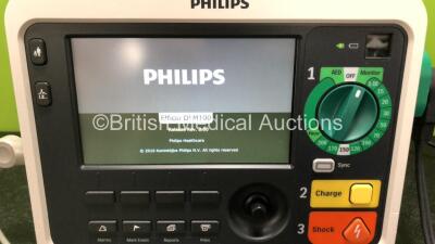 Philips Efficia DFM100 Defibrillator *Mfd - 2019* with Pacer, ECG and Printer Options Including 1 x 3 Lead ECG Lead, 1 x Paddle Lead and 1 x Philips Rechargeable Li-ion Battery Pack (Powers Up) - 4