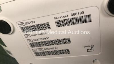 2 x Philips Efficia DFM100 Defibrillators *Mfd - 2019 / 2019* with ECG and Printer Options Including 2 x 3 Lead ECG Leads, 2 x Paddle Leads and 2 x Philips Rechargeable Li-ion Battery Packs (Both Power Up) - 5