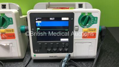 Job Lot Including 2 x Philips Heartstart XL+ Defibrillators Including Pacer, ECG and Printer Options with 2 x Paddle Leads and 2 x Batteries and 1 x Philips Heartstart XL+ Defibrillator Including ECG and Printer Options with 1 x Paddle Lead, 1 x Battery a - 4