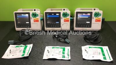 Job Lot Including 2 x Philips Heartstart XL+ Defibrillators Including Pacer, ECG and Printer Options with 2 x Paddle Leads and 2 x Batteries and 1 x Philips Heartstart XL+ Defibrillator Including ECG and Printer Options with 1 x Paddle Lead, 1 x Battery a