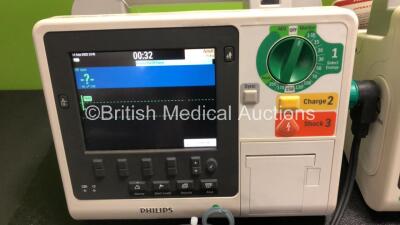 Job Lot Including 2 x Philips Heartstart XL+ Defibrillators Including Pacer, ECG and Printer Options with 2 x Paddle Leads and 2 x Batteries and 1 x Philips Heartstart XL+ Defibrillator Including ECG and Printer Options with 1 x Paddle Lead, 1 x Battery a - 2