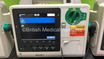 Job Lot Including 2 x Philips Heartstart XL+ Defibrillators Including Pacer, ECG and Printer Options with 2 x Paddle Leads and 2 x Batteries and 1 x Philips Heartstart XL+ Defibrillator Including ECG and Printer Options with 1 x Paddle Lead, 1 x Battery a - 4