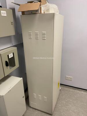 GE Proteus X-Ray Bucky Suite (2021 Tube) Including Elevating Table, Overhead Bucky OTS Assembly, X-ray Wall Stand, System Cabinet, Ceiling Rails and Operator Console. System has been Professionally Removed; System Sold as Non-Working Due to Tube Pivot Fau - 19