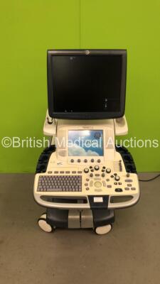 GE Logiq E9 Flat Screen Ultrasound Scanner Model No 5205000-3 *S/N 100592US5* **Mfd 06/2010** Software Version R2.0.5 (Powers Up - Missing / Damaged Dials) ***IR637***