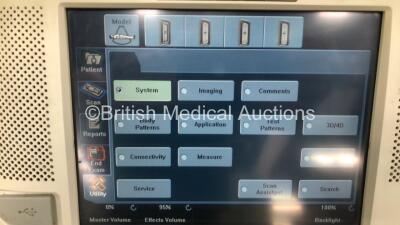 GE Logiq E9 Flat Screen Ultrasound Scanner Model No 5205000-3 *S/N 100592US5* **Mfd 06/2010** Software Version R2.0.5 (Powers Up - Missing / Damaged Dials) ***IR637*** - 5