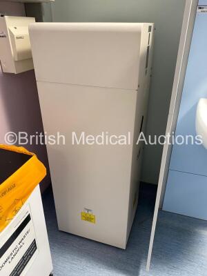 Wolverson Arcoma X-ray Bucky Suite *Mfd - 2008* Including Elevating Table, Overhead Bucky OTS Assembly, X-ray Wall Stand, 1 x Indico 100 RAD 50kW System Cabinet, Ceiling Rails and Operator Console. System has been Professionally Removed, Fully Functional - 8