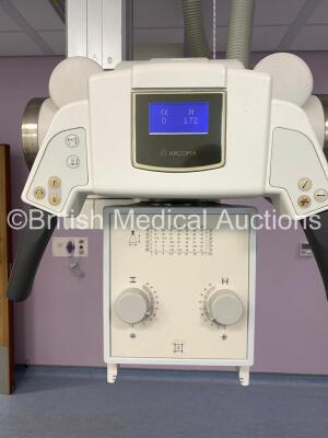 Wolverson Arcoma X-ray Bucky Suite *Mfd - 2008* Including Elevating Table, Overhead Bucky OTS Assembly, X-ray Wall Stand, 1 x Indico 100 RAD 50kW System Cabinet, Ceiling Rails and Operator Console. System has been Professionally Removed, Fully Functional - 9