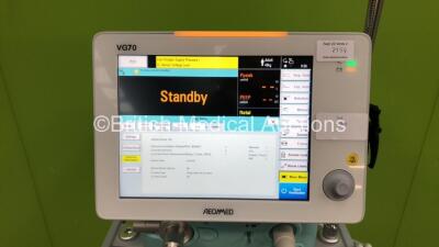 Aeonmed VG70 Ventilator Software Version 2.00, Running Hours 0 h 9m with 1 x Hose and Accessories on Stand *Mfd 07/2020 * (Powers Up) - 2