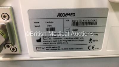 Aeonmed VG70 Ventilator Software Version 2.00, Running Hours 0 h 9m with 1 x Hose and Accessories on Stand *Mfd 07/2020 * (Powers Up) - 5