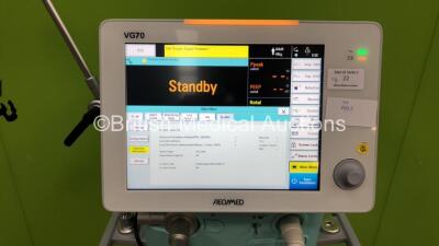 Aeonmed VG70 Ventilator Software Version 2.00, Running Hours 0 h 22m with 1 x Hose and Accessories on Stand *Mfd 07/2020 * (Powers Up) - 2