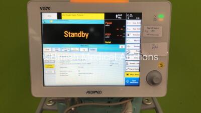 Aeonmed VG70 Ventilator Software Version 2.00, Running Hours 0 h 12m with 1 x Hose and Accessories on Stand *Mfd 07/2020 * (Powers Up) - 2