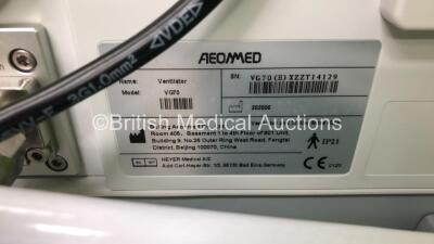 Aeonmed VG70 Ventilator Software Version 2.00, Running Hours 0 h 17m with 1 x Hose and Accessories on Stand *Mfd 06/2020 * (Powers Up) - 5