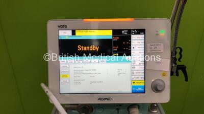 Aeonmed VG70 Ventilator Software Version 2.00, Running Hours 0 h 12m with 1 x Hose and Accessories on Stand *Mfd 07/2020 * (Powers Up) - 2