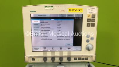 Siemens Servo-i Ventilator Model No 6487800E407E System Version v6.0 - Software Version v6.00.00 - Total Operating Hours 62753 with Hose (Powers Up) - 2